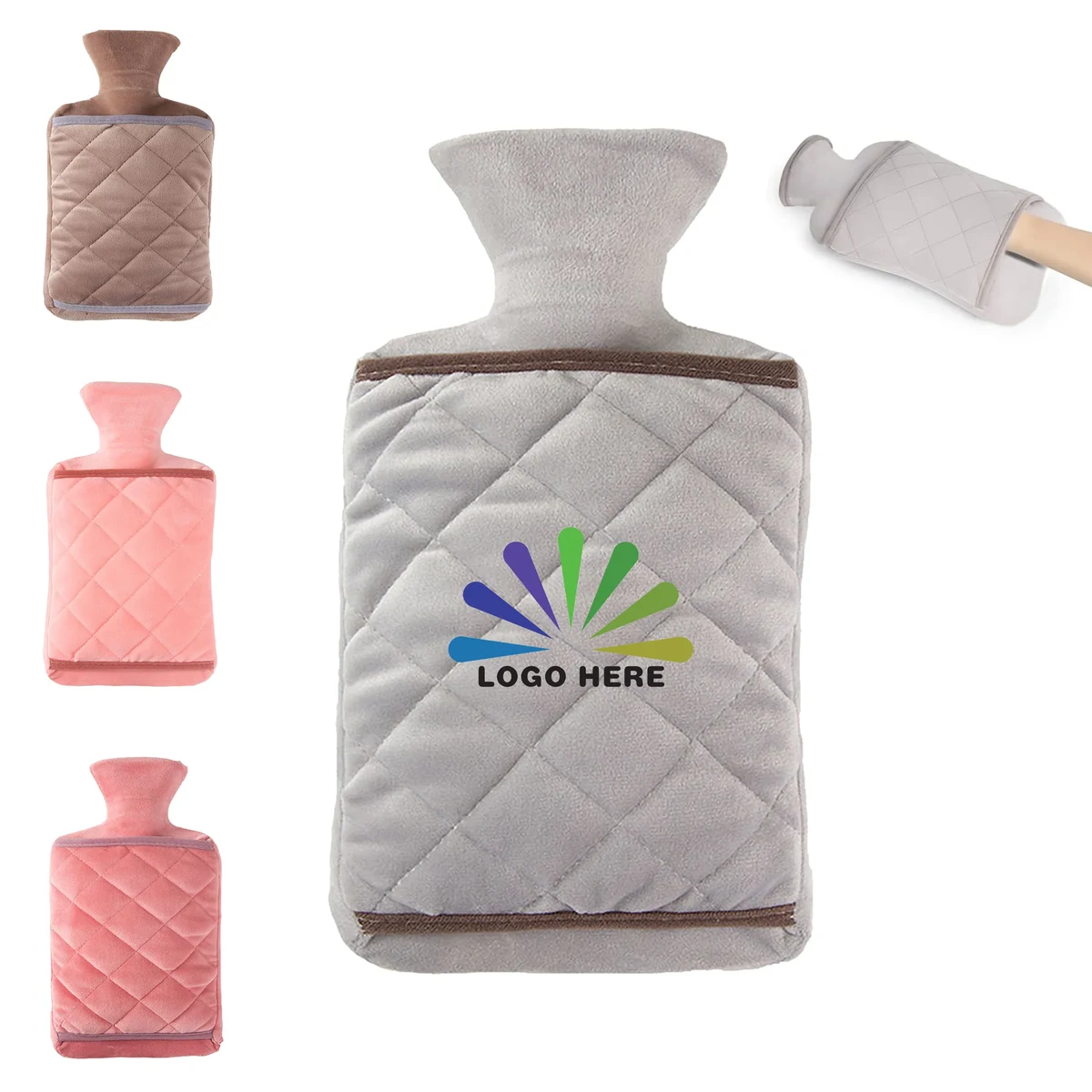 2.0L PVC Hot Water Bottle with Hand Pocket Cover 1