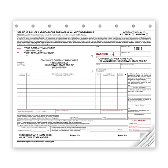 Bills Of Lading, Small, Carbonless 1