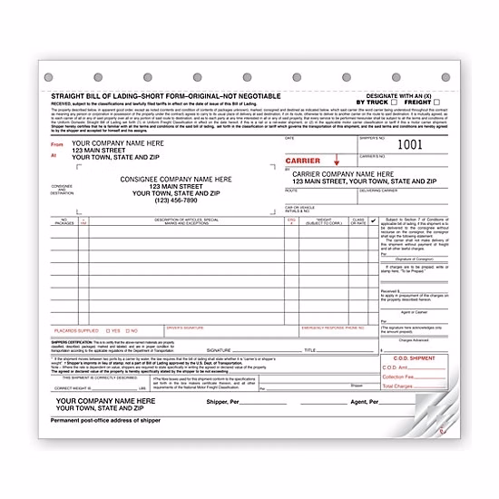 Bills Of Lading, Small, Carbonless