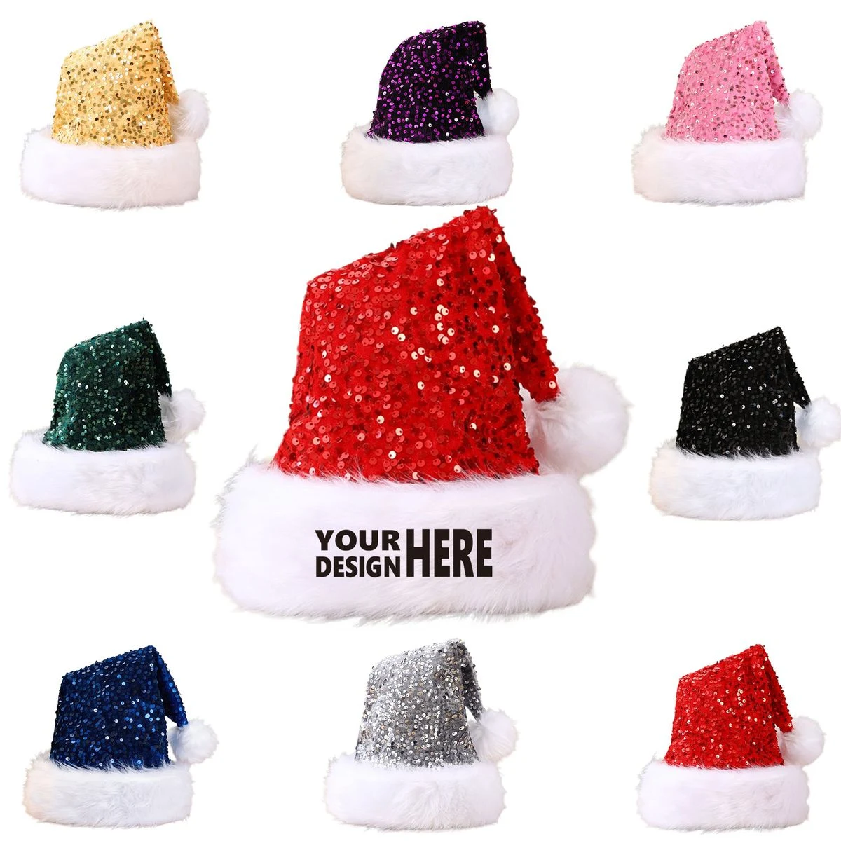 Sequin Fluffy Santa Hat 1