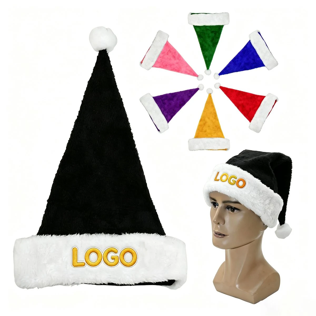 Festive Plush Santa Hat For Adults 1
