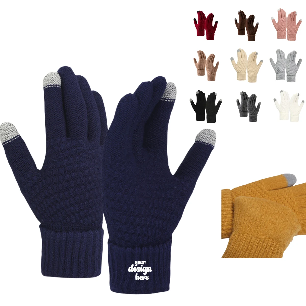 Winter Touchscreen Gloves Cable Knit Warm 1