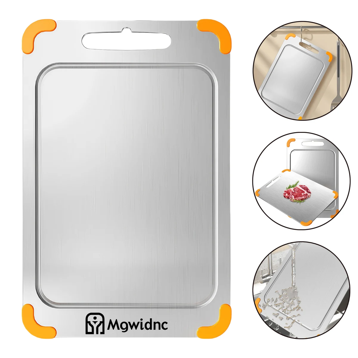 Kids Double-Sided 316 Food-Grade Stainless Steel Cutting Board with Non-Slip Silicone Mat 1