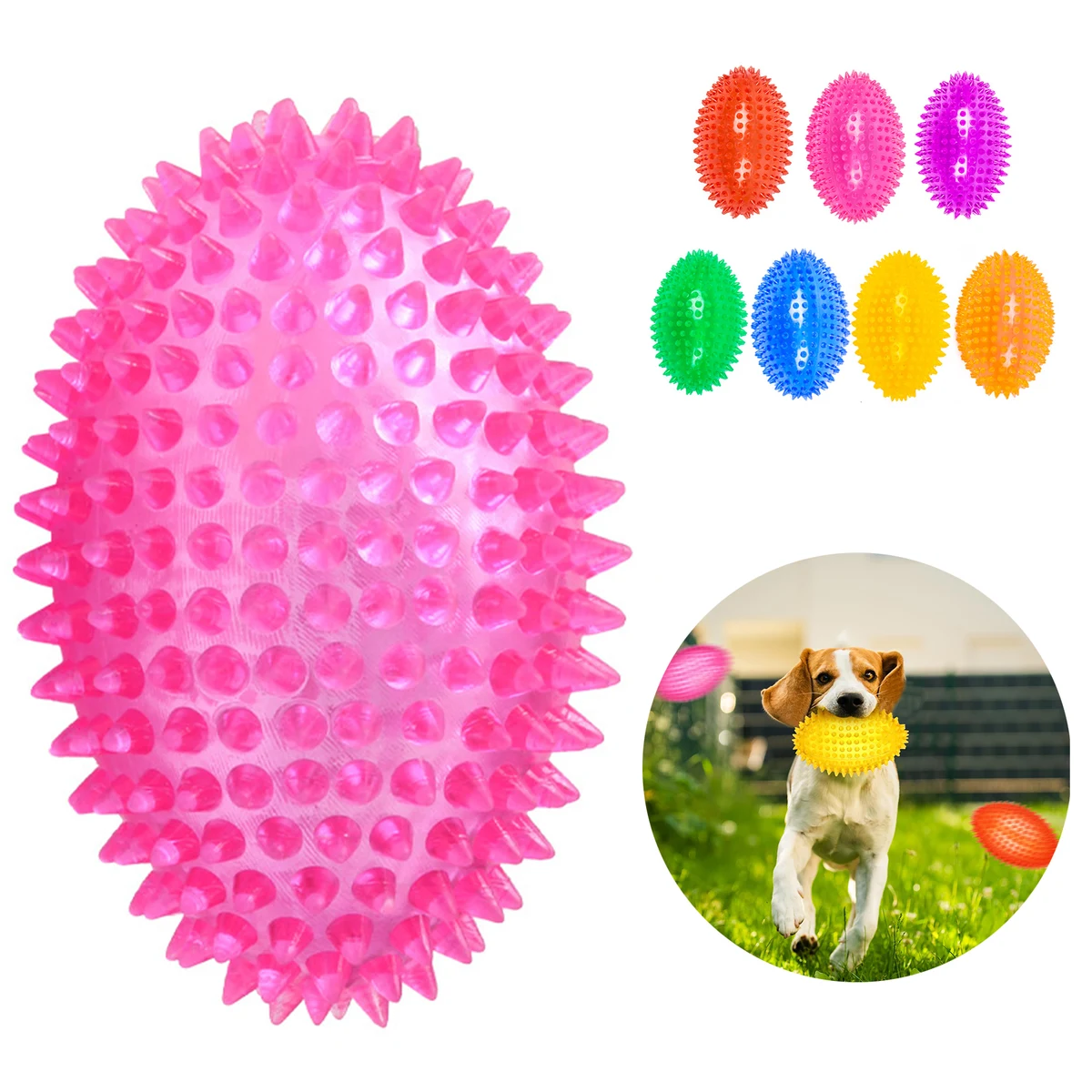 Spiky Squeaker Football Dog Toy 1