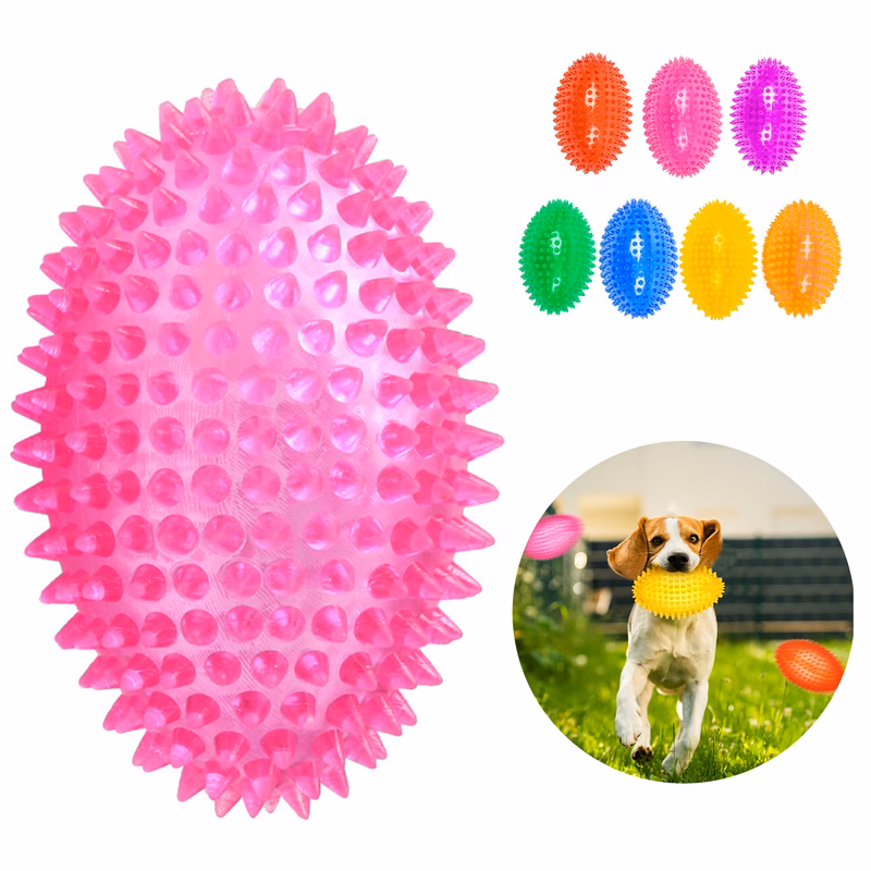 Spiky Squeaker Football Dog Toy