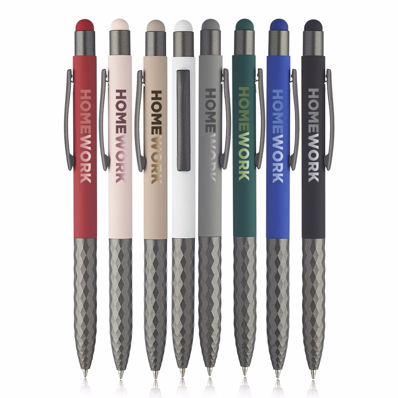 Geometric Aluminum Pen with Stylus Top