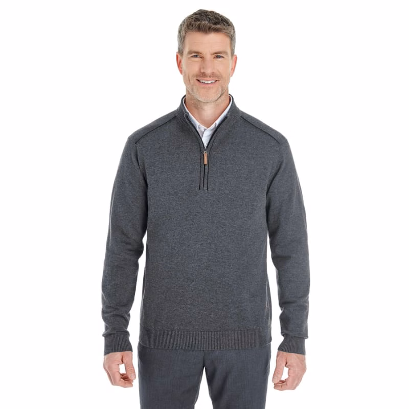 Devon & Jones Men's Manchester Fully-Fashioned Quarter-Zip Sweater