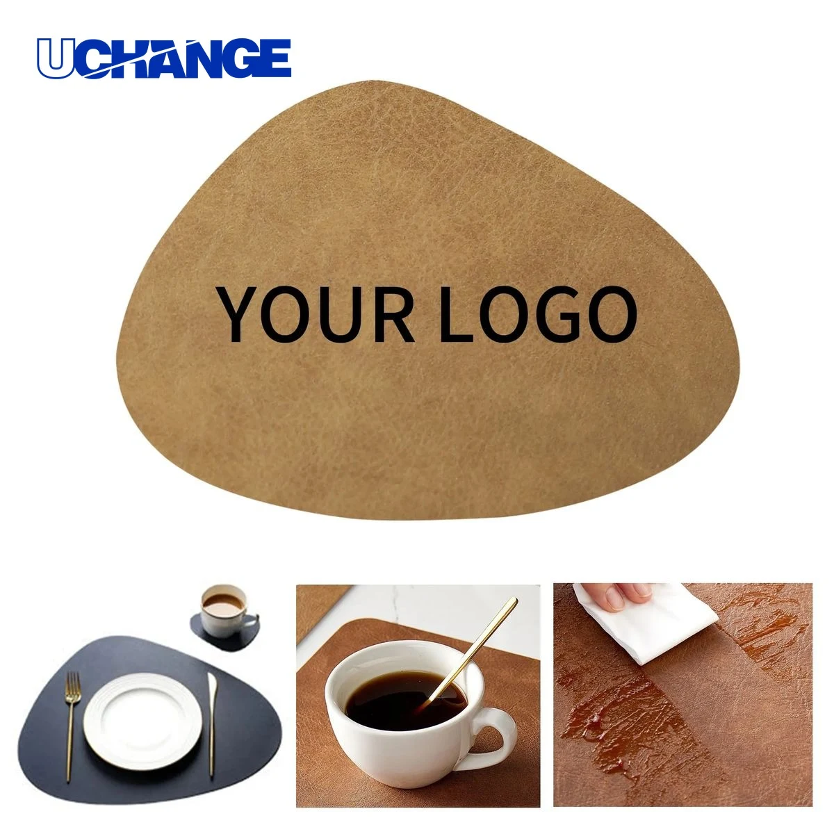 PU Leather Coaster Teardrop Insulated Drink Mat 1