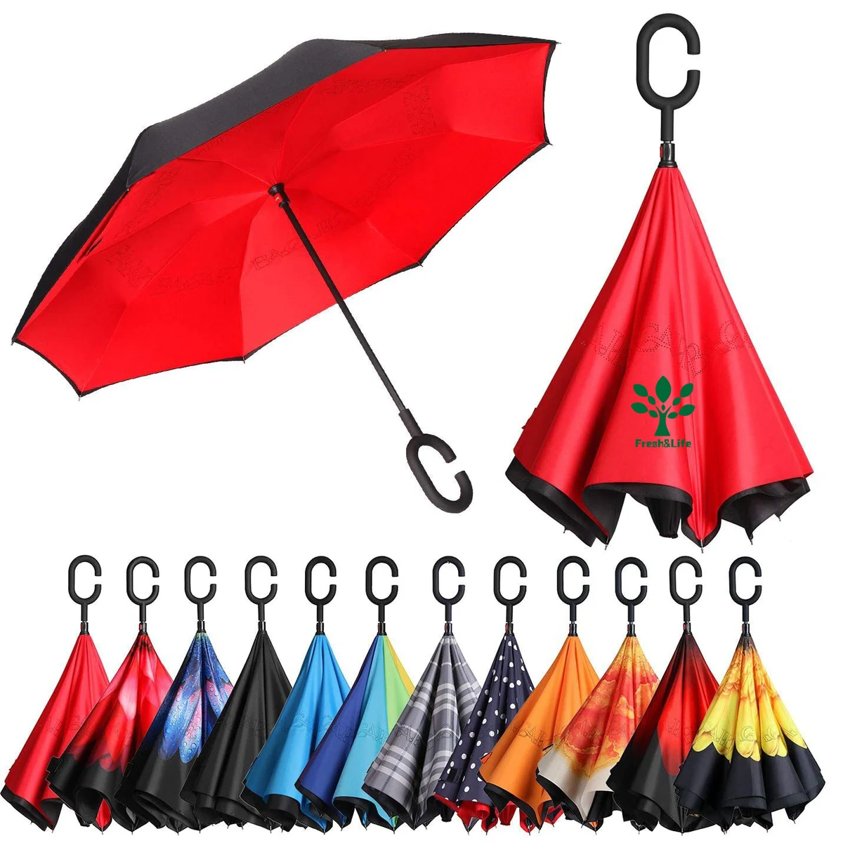 Double Layer Inverted Umbrellas Reverse Folding Umbrella 1
