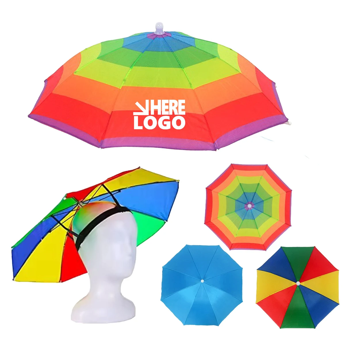 MOQ 50 Umbrella Hat 20.5" Rainbow 1