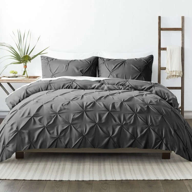 Pleated Duvet Cover Sets - Gray Twin-XL 2 Piece 1