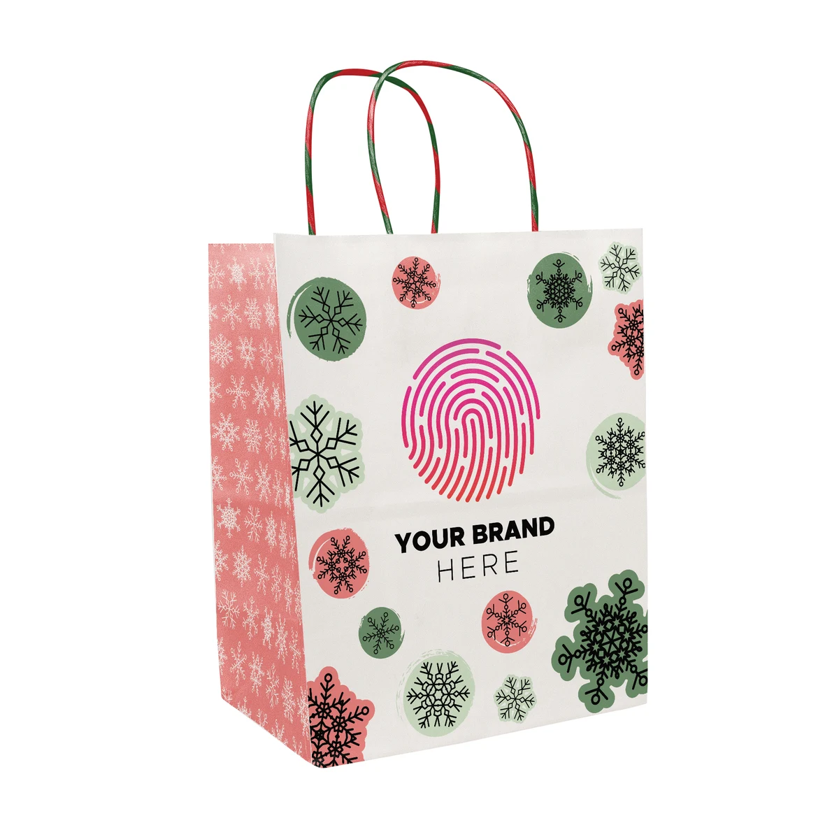 Retro Snowflakes Handle Shopper Bag (8.5" x 10.25" x 5") 1