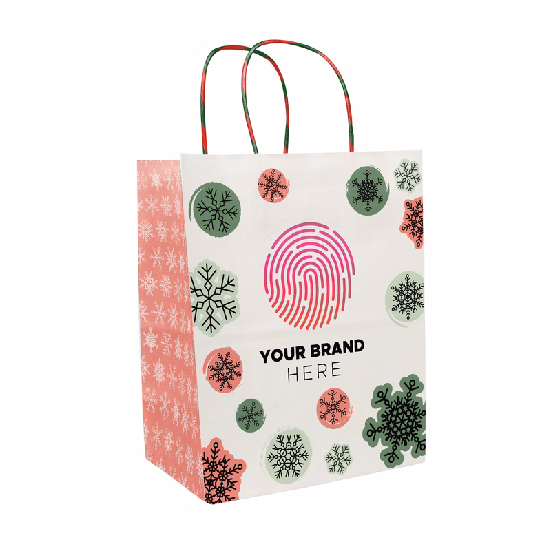 Retro Snowflakes Handle Shopper Bag (8.5" x 10.25" x 5")