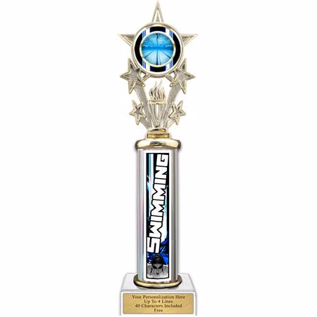 Trophy, 12" Action Matrix Swimming Blue 1 column,