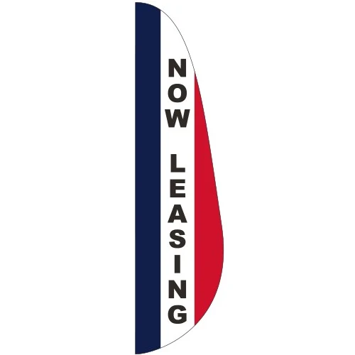 "NOW LEASING" 3' x 15' Message Feather Flag 1