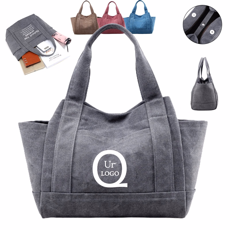 Metal Snap-Fastener Canvas Tote Boat Bag