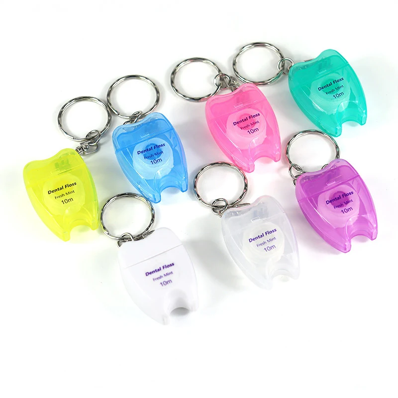 Portable Tooth Shaped Dental Floss Keychain 1