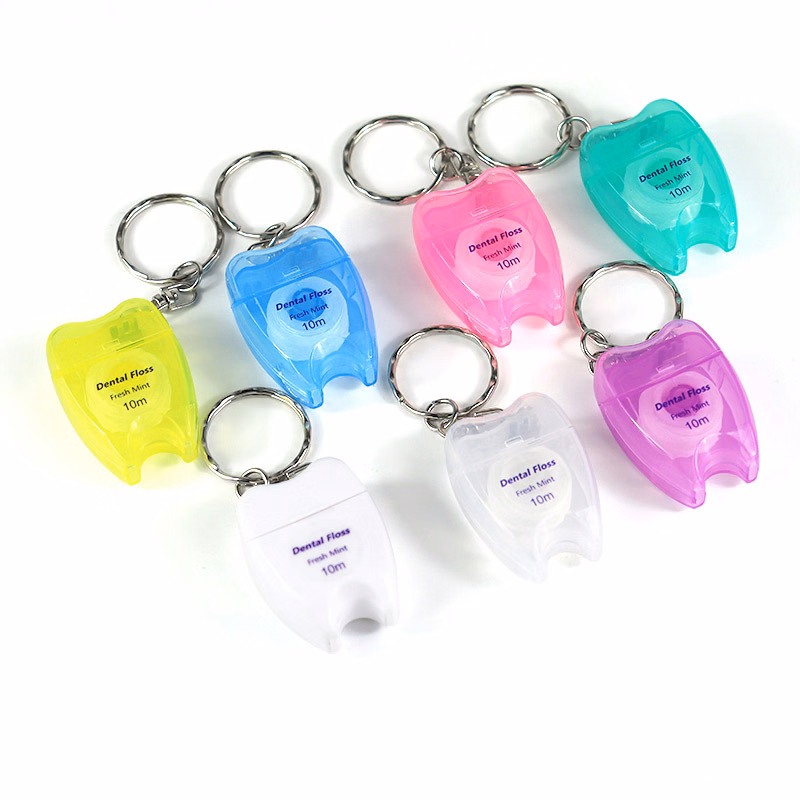 Portable Tooth Shaped Dental Floss Keychain