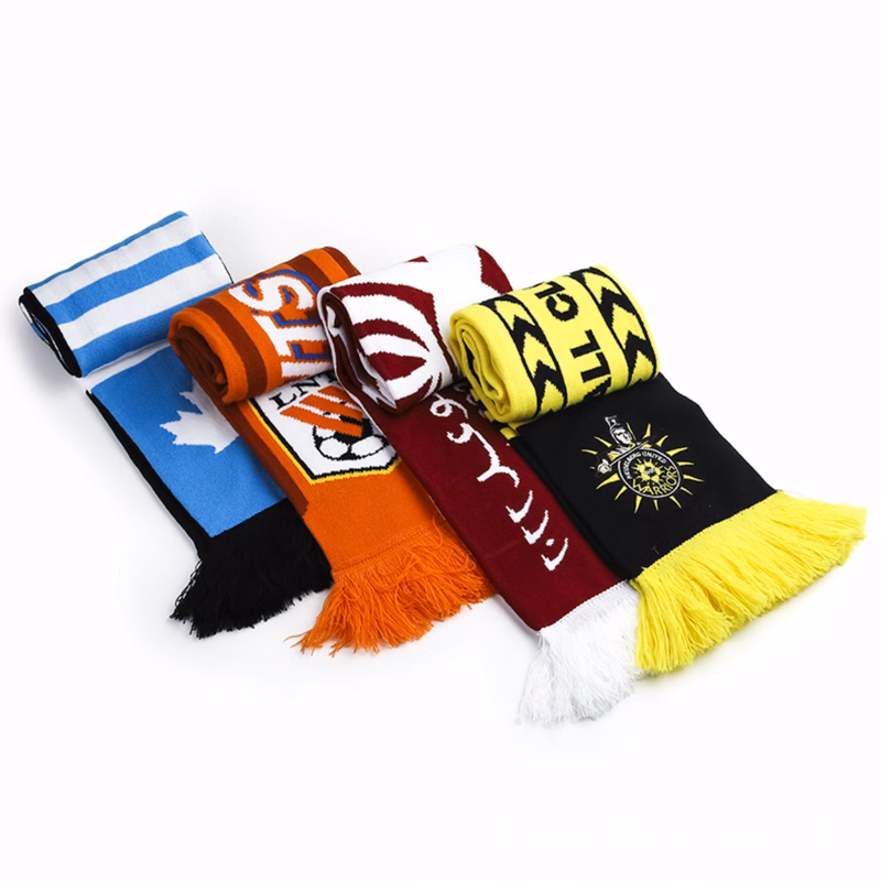 Jacquard Knitting Sports Fan Scarf with Tassels