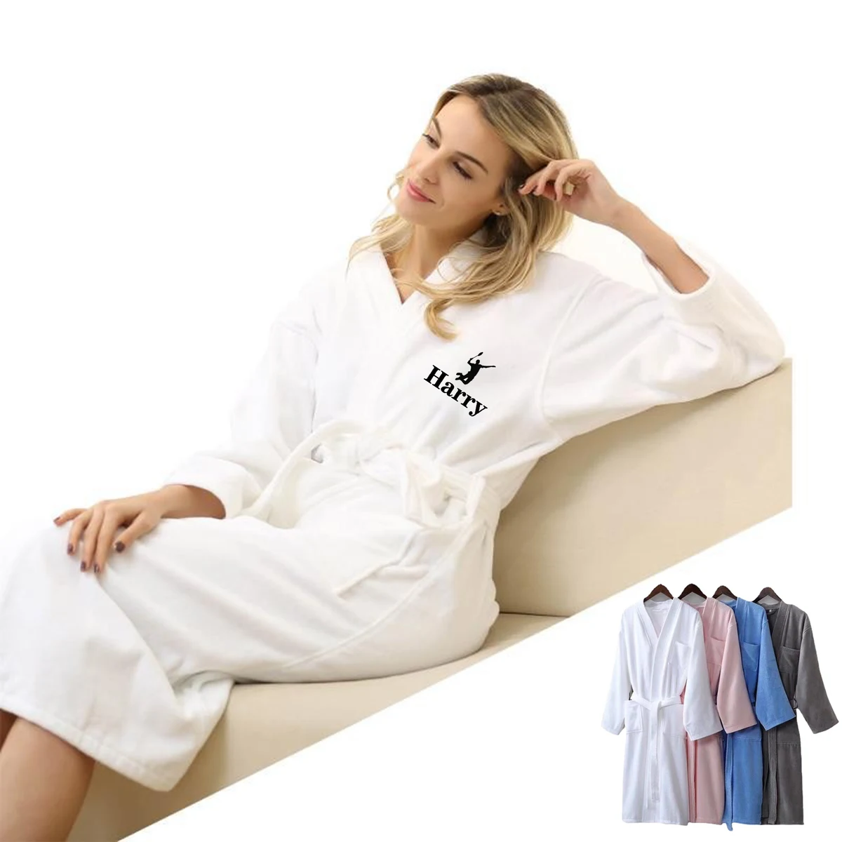 Lightweight Long Waffle Kimono Unisex Spa Robe 1