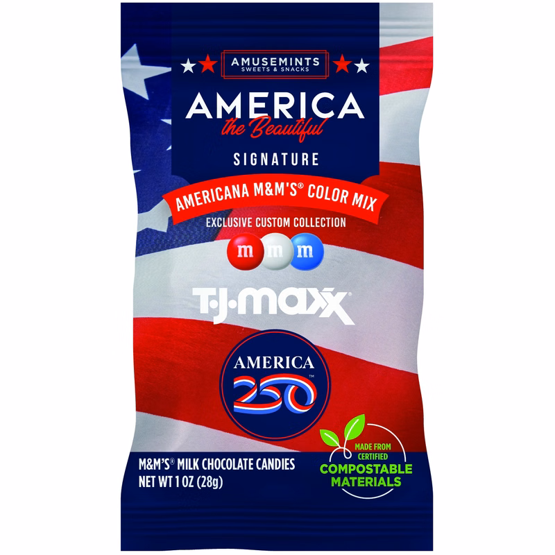 1 oz. ECO-Digibag, Compostable & Full Color, America 250 M&M'S