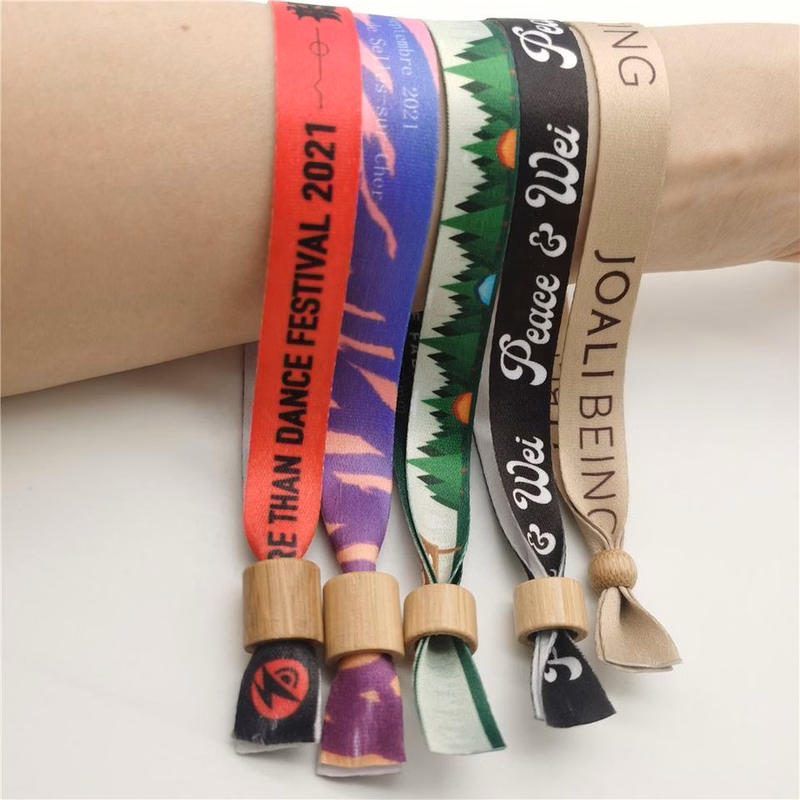 Full color Polyester Wristband with Bamboo Buckle
