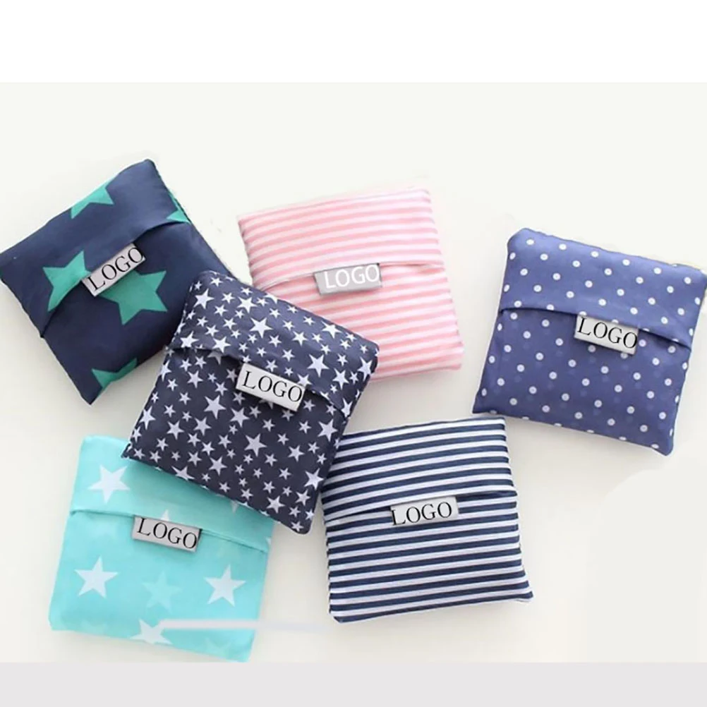 Folding Grocery Travel Bag with stars or lines decoration 1
