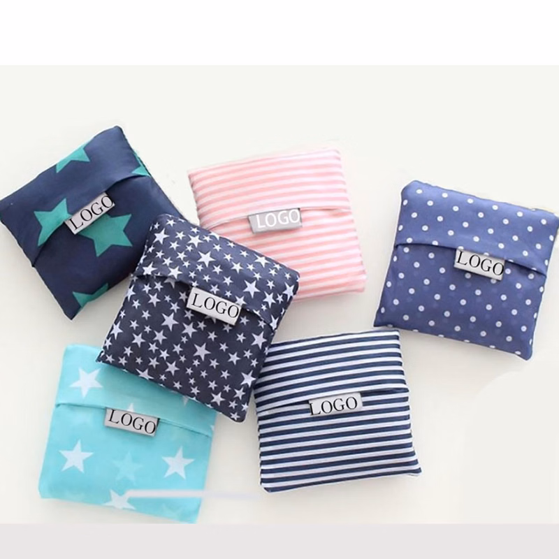 Folding Grocery Travel Bag with stars or lines decoration