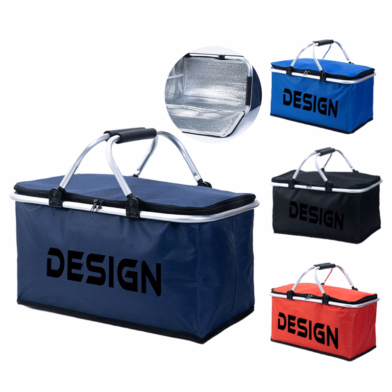 MOQ 50 Portable Foldable Picnic Basket Insulated Lunch Bag