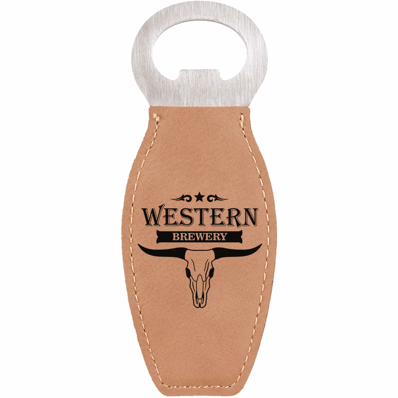 Light Brown Leatherette Bottle Opener with Magnet