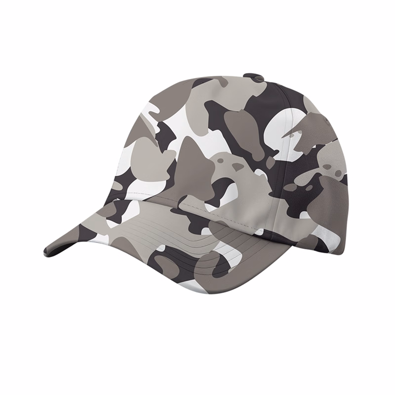 Premium Stock Cotton 6-Panel Structured Camo Cap w/ Metal