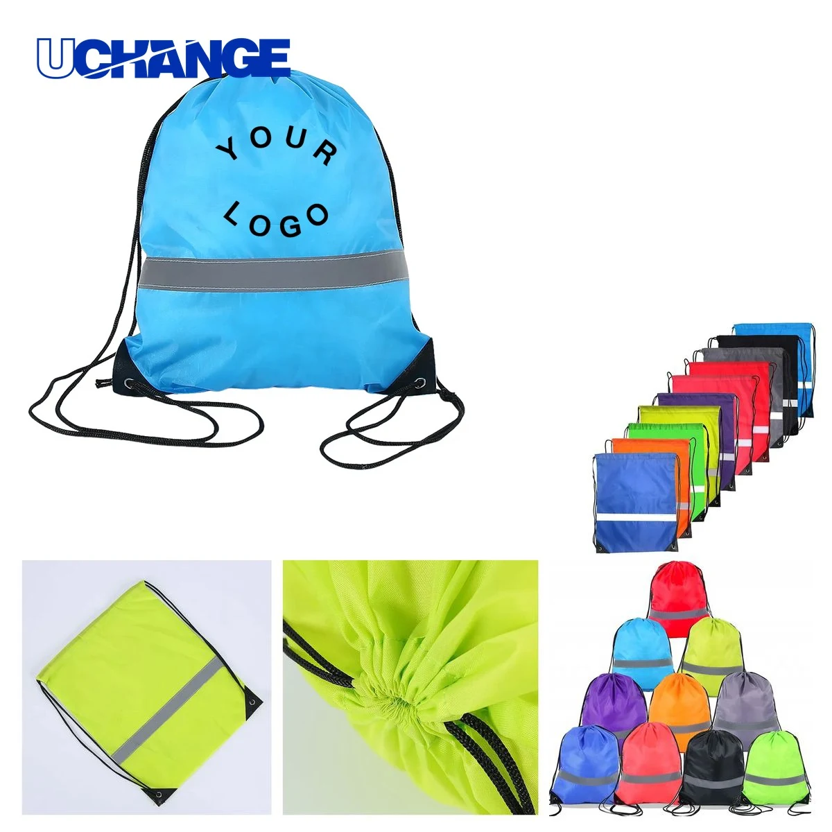 Reflective Drawstring Backpack Bag for Outdoor Use 1