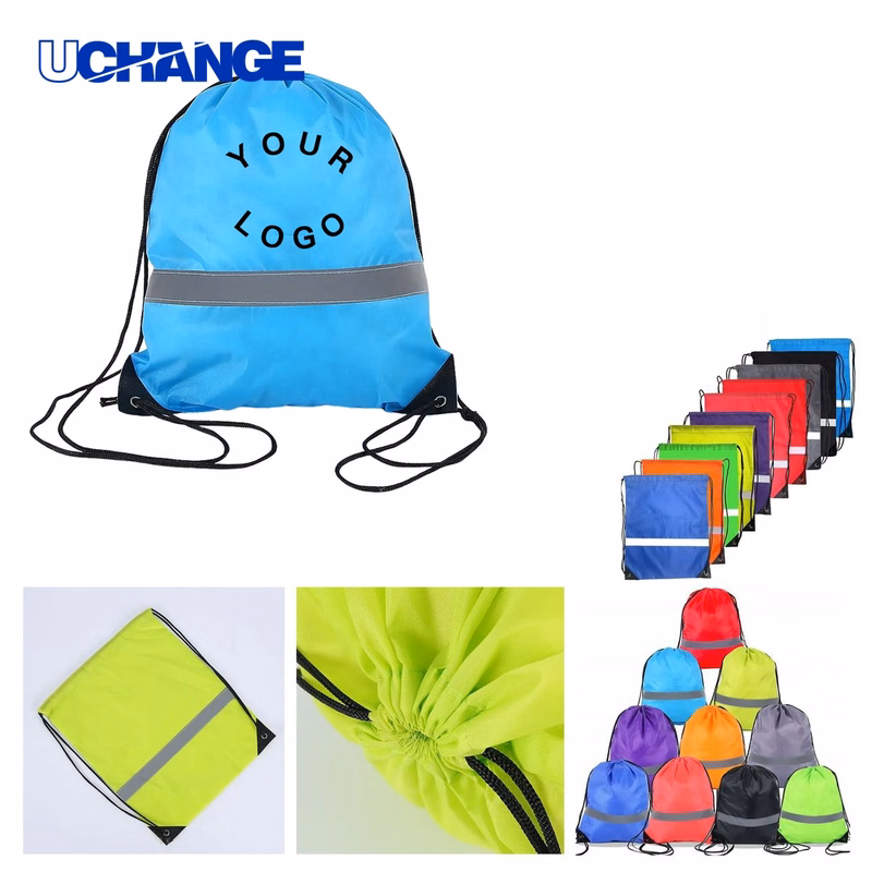 Reflective Drawstring Backpack Bag for Outdoor Use