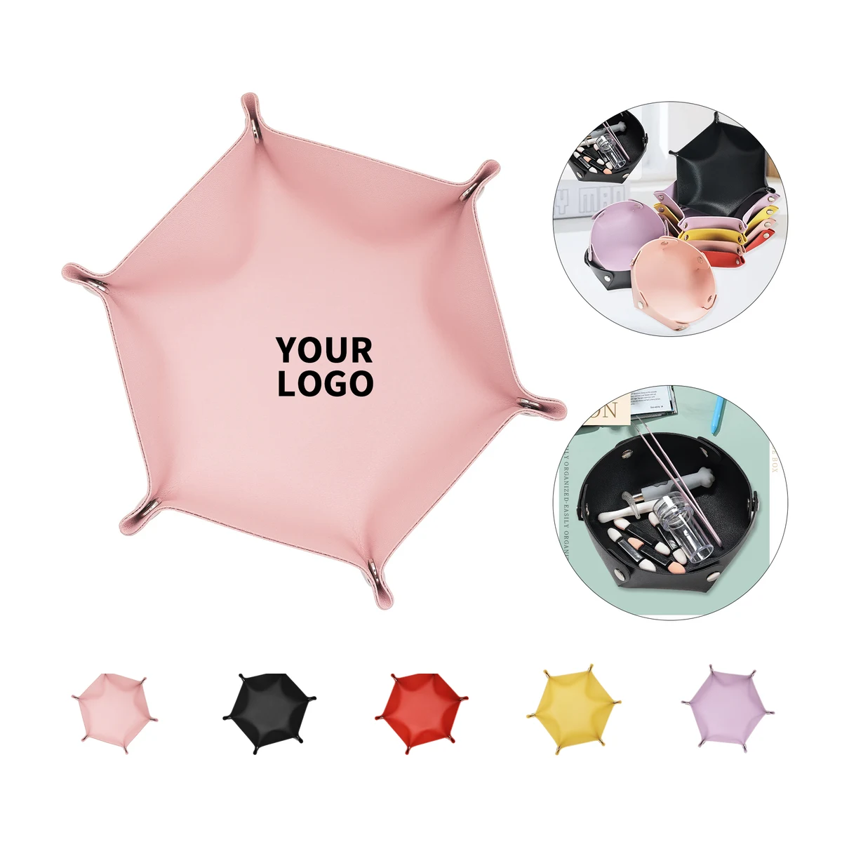 PU Leather Hexagon Cosmetic Storage Box 1