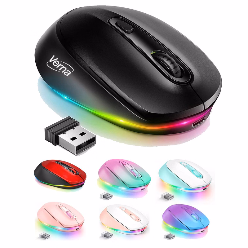 Rechargeable Colorful LED Lights Wireless Silent Mouse