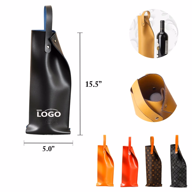 MOQ50 PU Leather Wine Tote Bag Gift Box