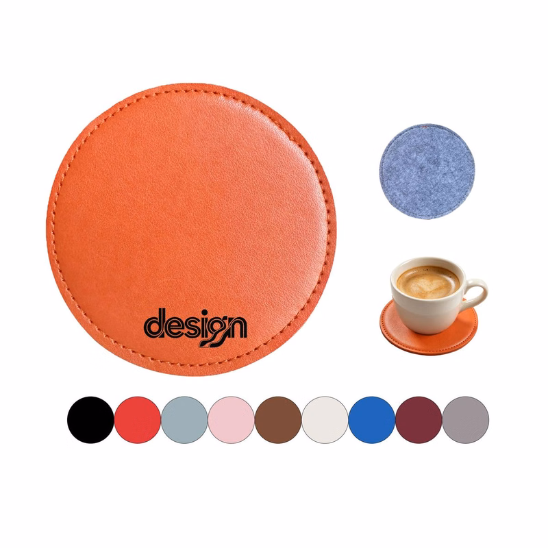PU Leather Drink Coaster, Non-Slip Desktop Table Coaster