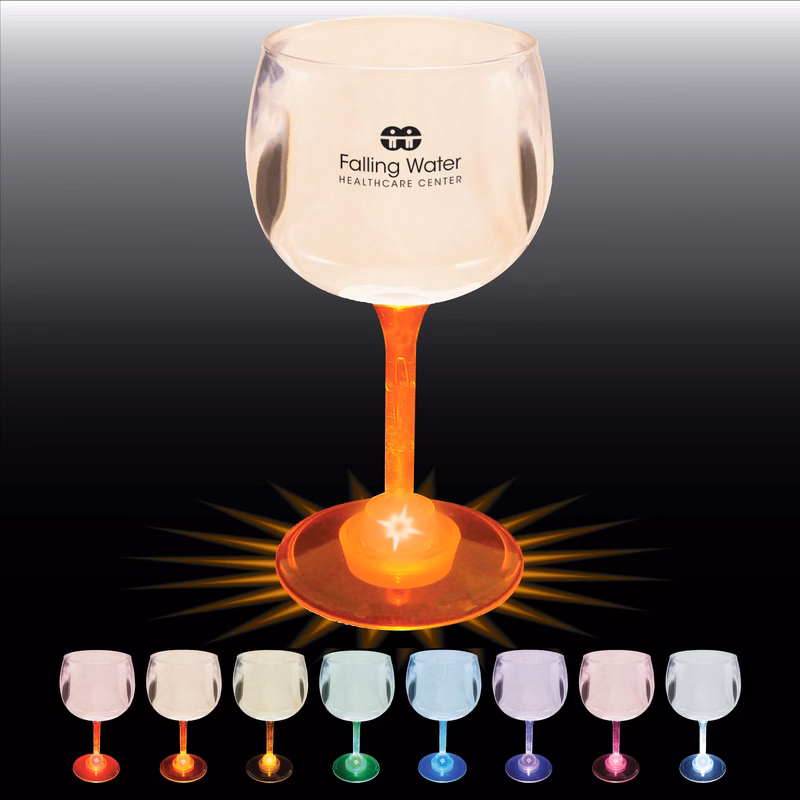 12oz Light Up Standard Stem Plastic Wine Goblet