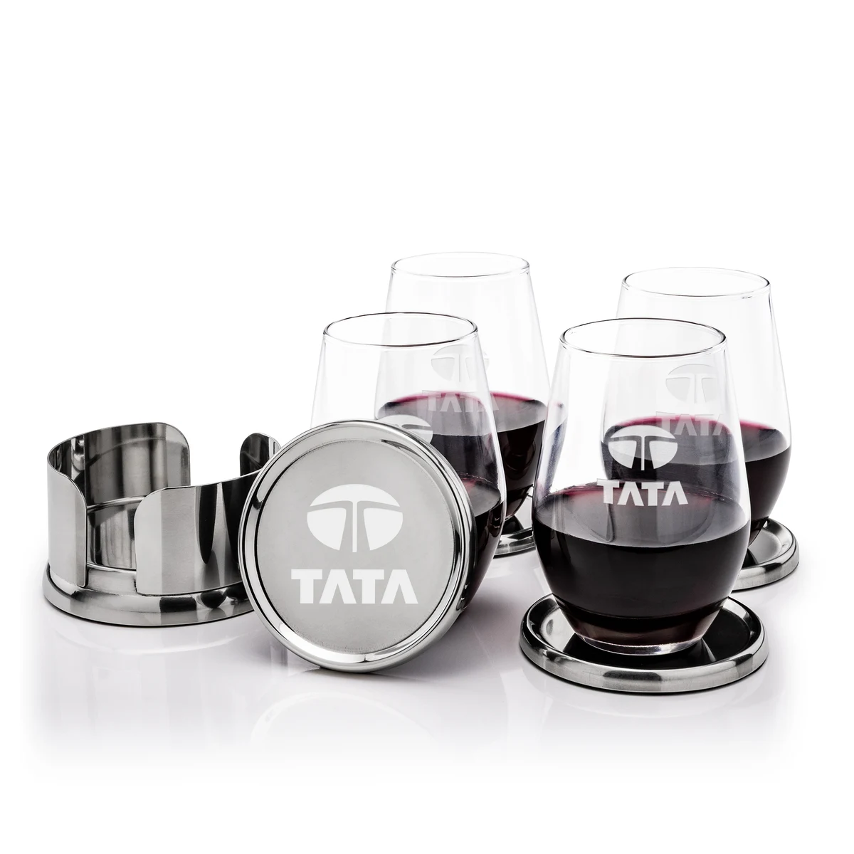 Baldoni Coasters & Vale Stemless Wine Set 1