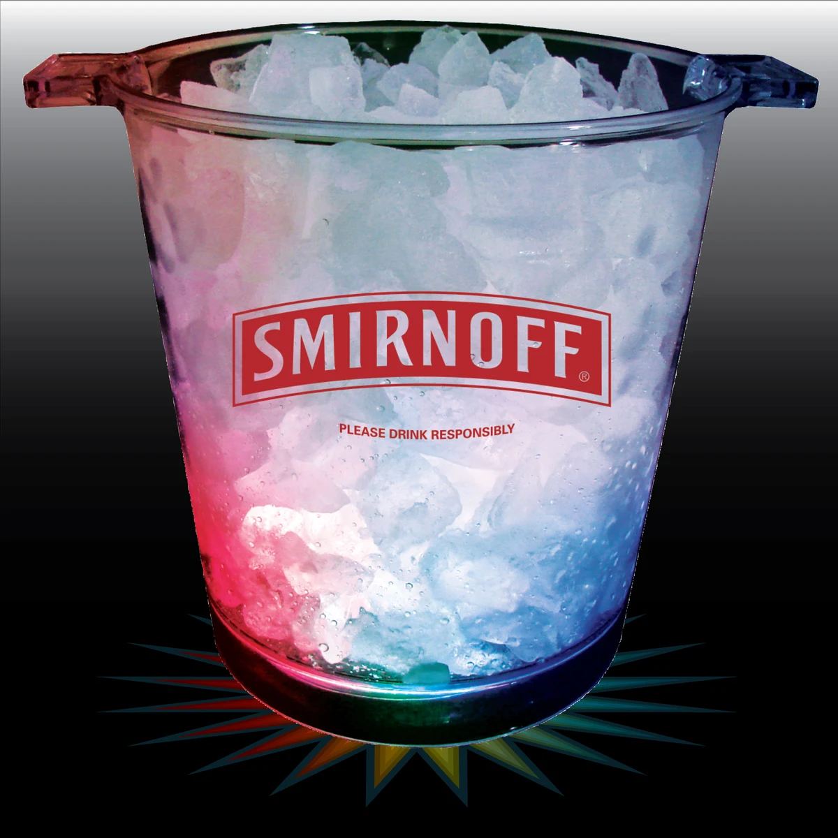 200oz 3-Light Plastic Ice Bucket with Handles 1