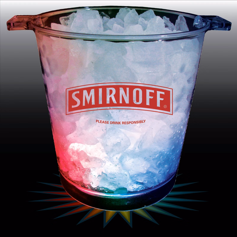 200oz 3-Light Plastic Ice Bucket with Handles