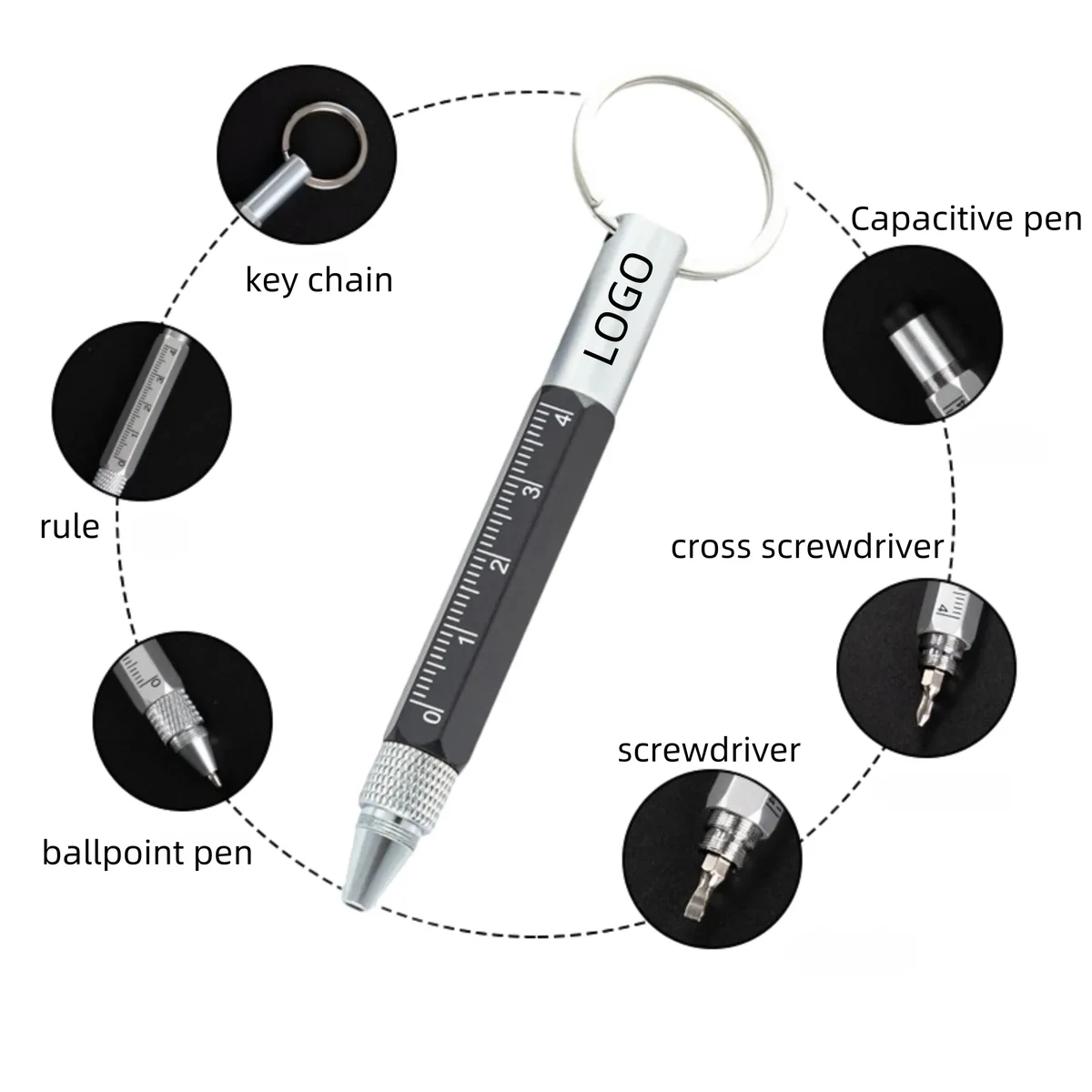 Multi-Purpose Mini Keychain Metal Ballpoint Pen 1