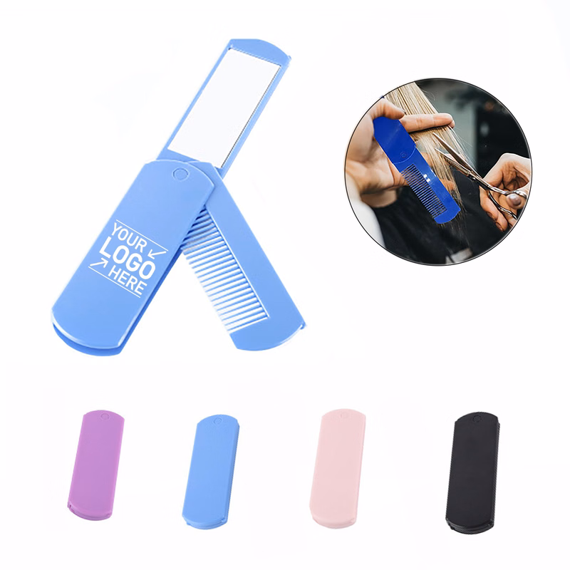 Portable Fold Hair Brush Mirror