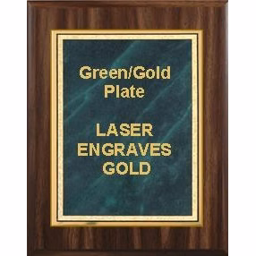 7" x 9" Walnut Finish Plaque with a Green Marble Mist Plate