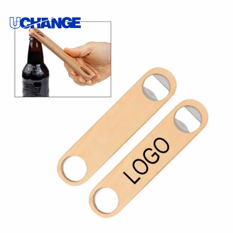 Flat Wooden Bottle Opener for Minimalist Barware & Promotions
