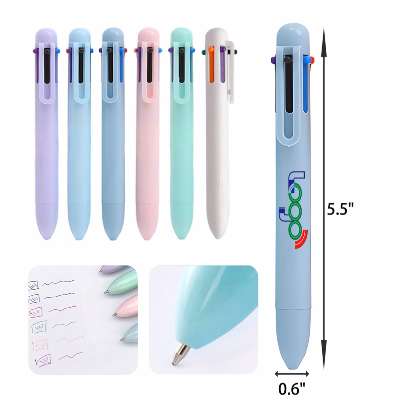 MOQ 50 PCS Retractable 6 Colors Ballpoint Pen