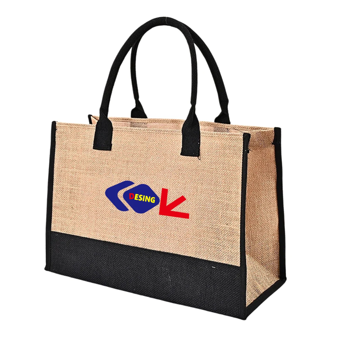 Jute Reusable Shopping Bag, custom tote bag with logo imprint 1