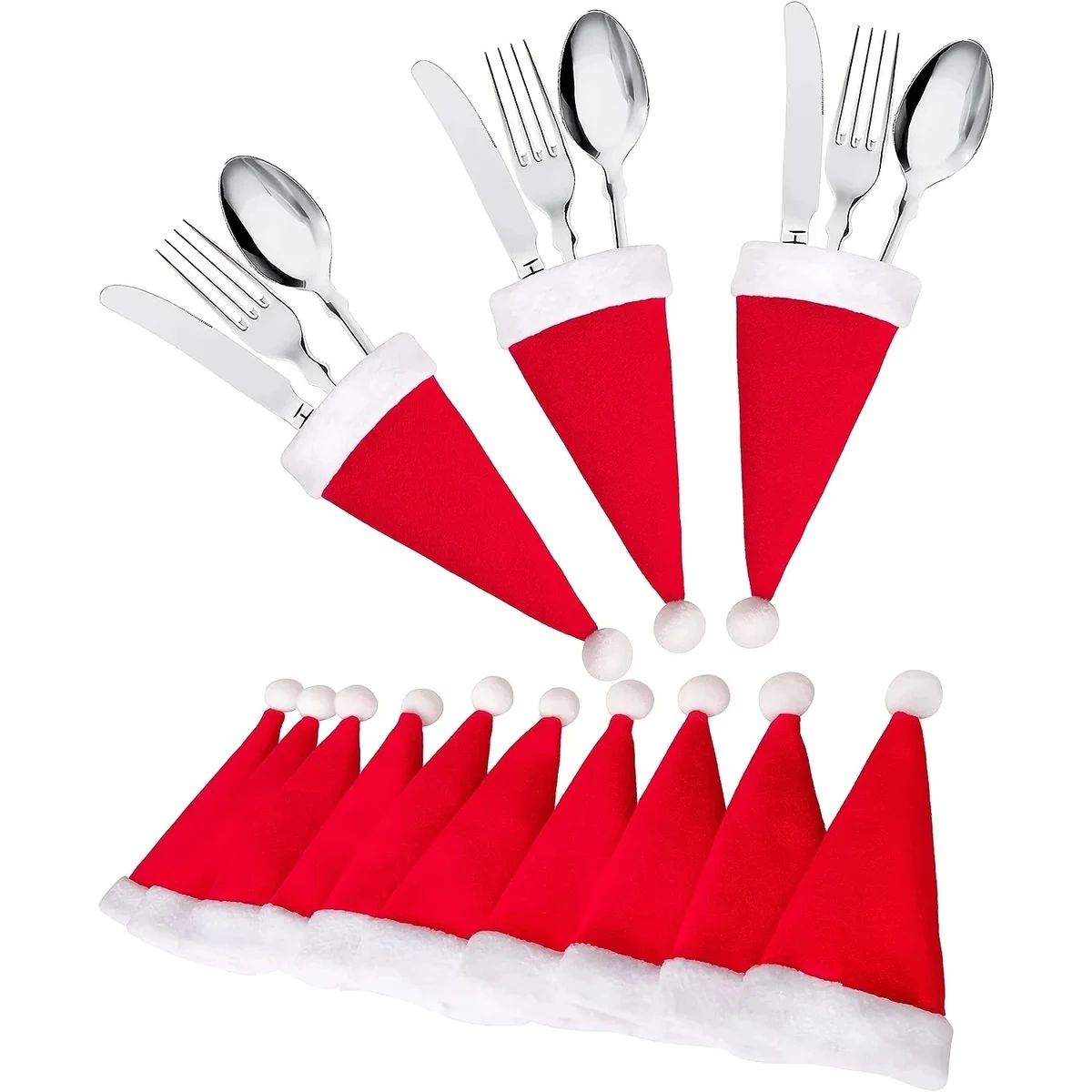 2025 Christmas Mini Santa Hat Cutlery Set Holders Tableware 1