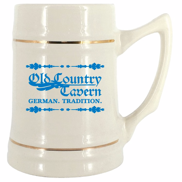 24 oz. Natural Stein Mug with Gold Bands