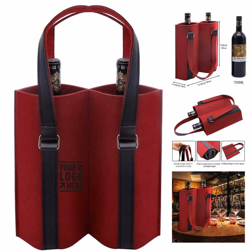 11.8 x 3.14 x 9.8 inch Felt Wine Carrier Tote Bag with Handle